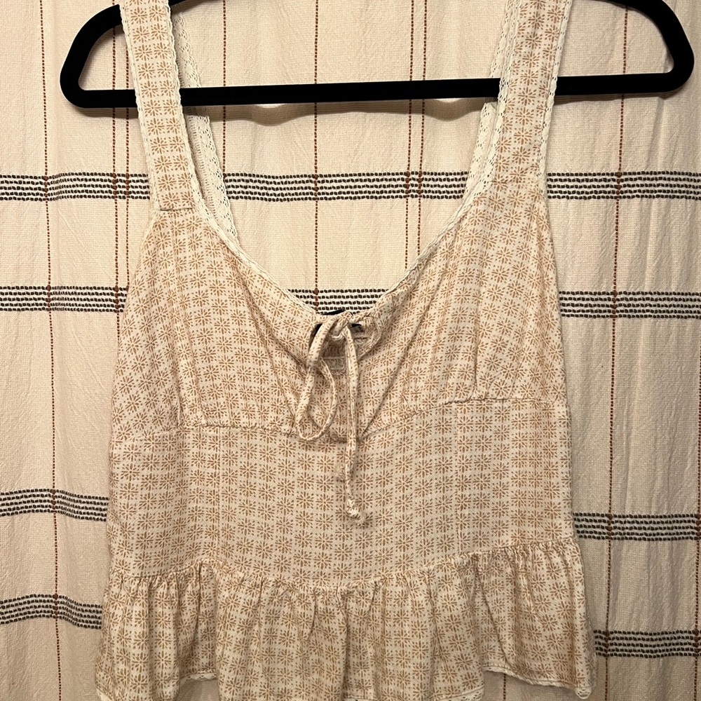 AE Cream Lace-Trimmed Corset Top